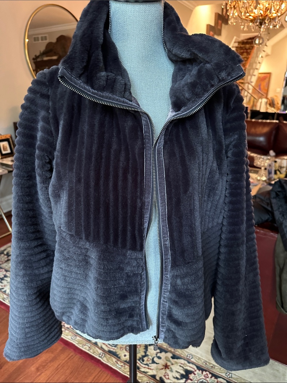 Anthropologie Plush Ribbed Zip Jacket in black $170